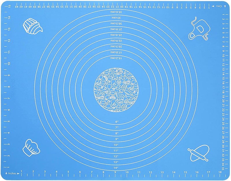 BJGXFMQ Silicone Baking Mat for Pastry Rolling Dough with Measurements,19.7" x 15.7" BPA Free Non stick and Non Slip Blue Table Sheet Baking Supplies for Bake Pizza Cake - Image 1